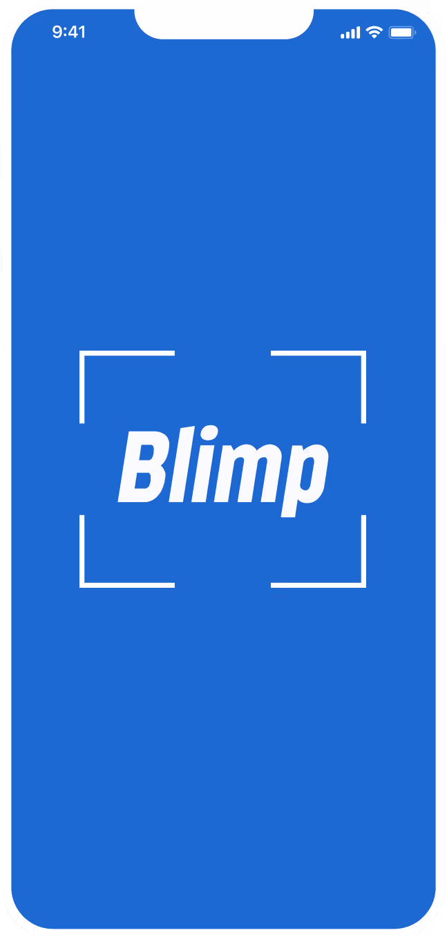 Mockup of phone with Blimp´s logo