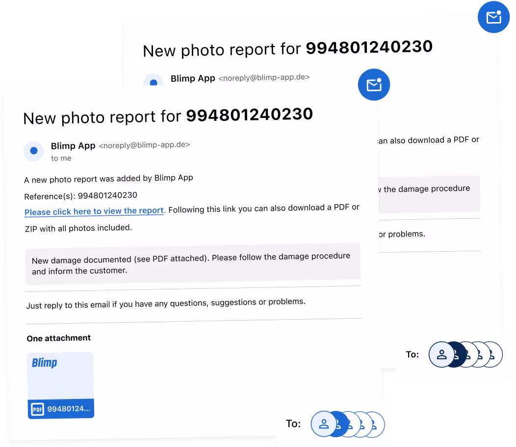 Share photo reports from Blimp